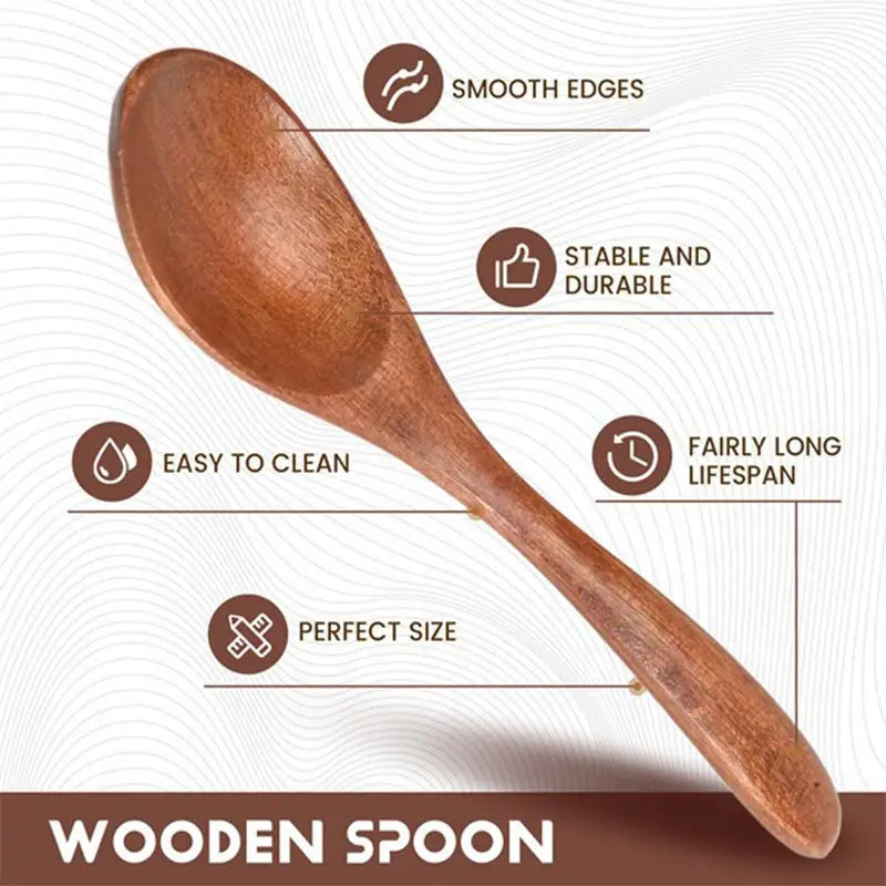 Kitchen Natural Wooden Soup Bowls,Round Fruit Salad Rice Bowls,With Spoon Set Food Containers Bowls,Large Tableware Noodle Bowls