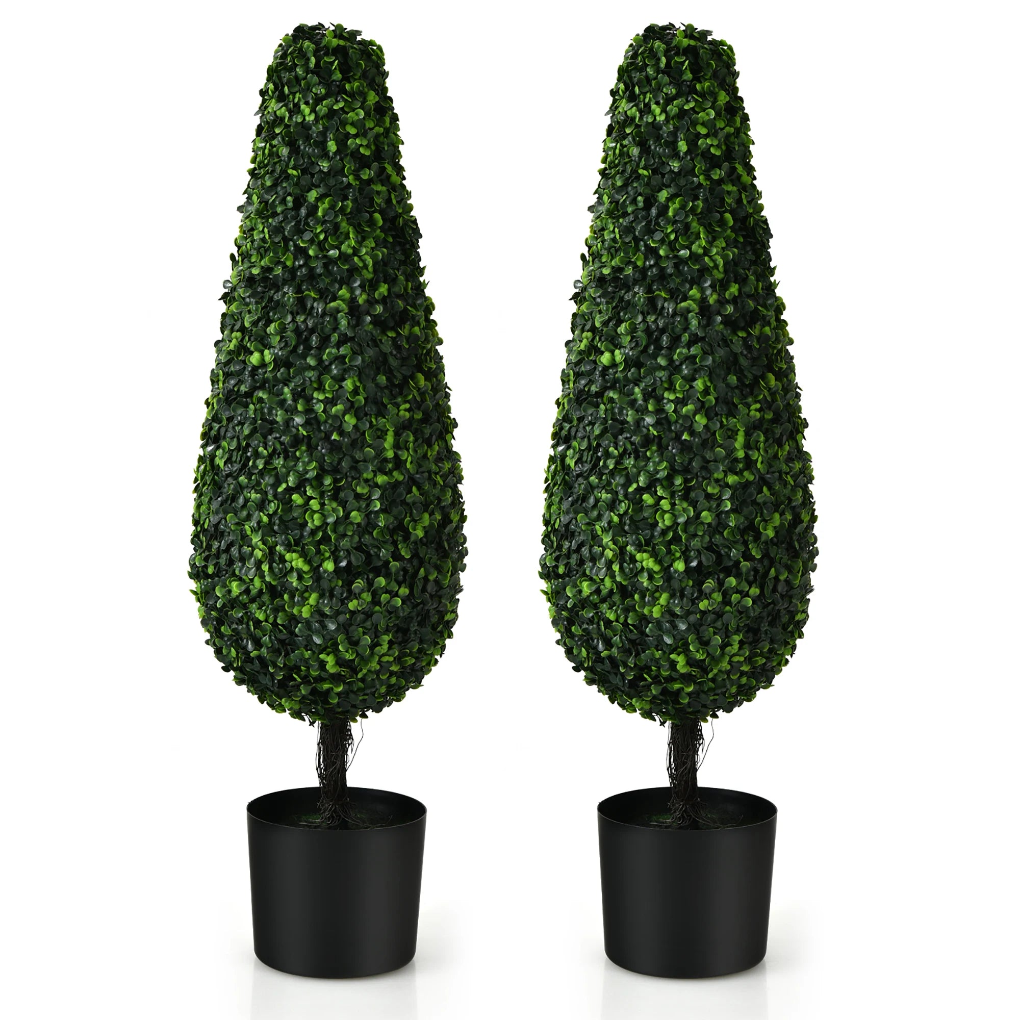2 Pack 3FT Artificial Tower Topiary Tree UV Resistant Indoor /Outdoor