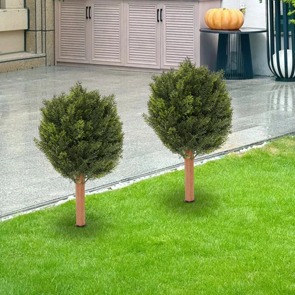 2 PCS Artificial Cypress Trees Artificial Plant with Ground Spike/ Easy Assembly Artificial Plant/ Festival Party Supplies for Indoor Outdoor Home Office Garden