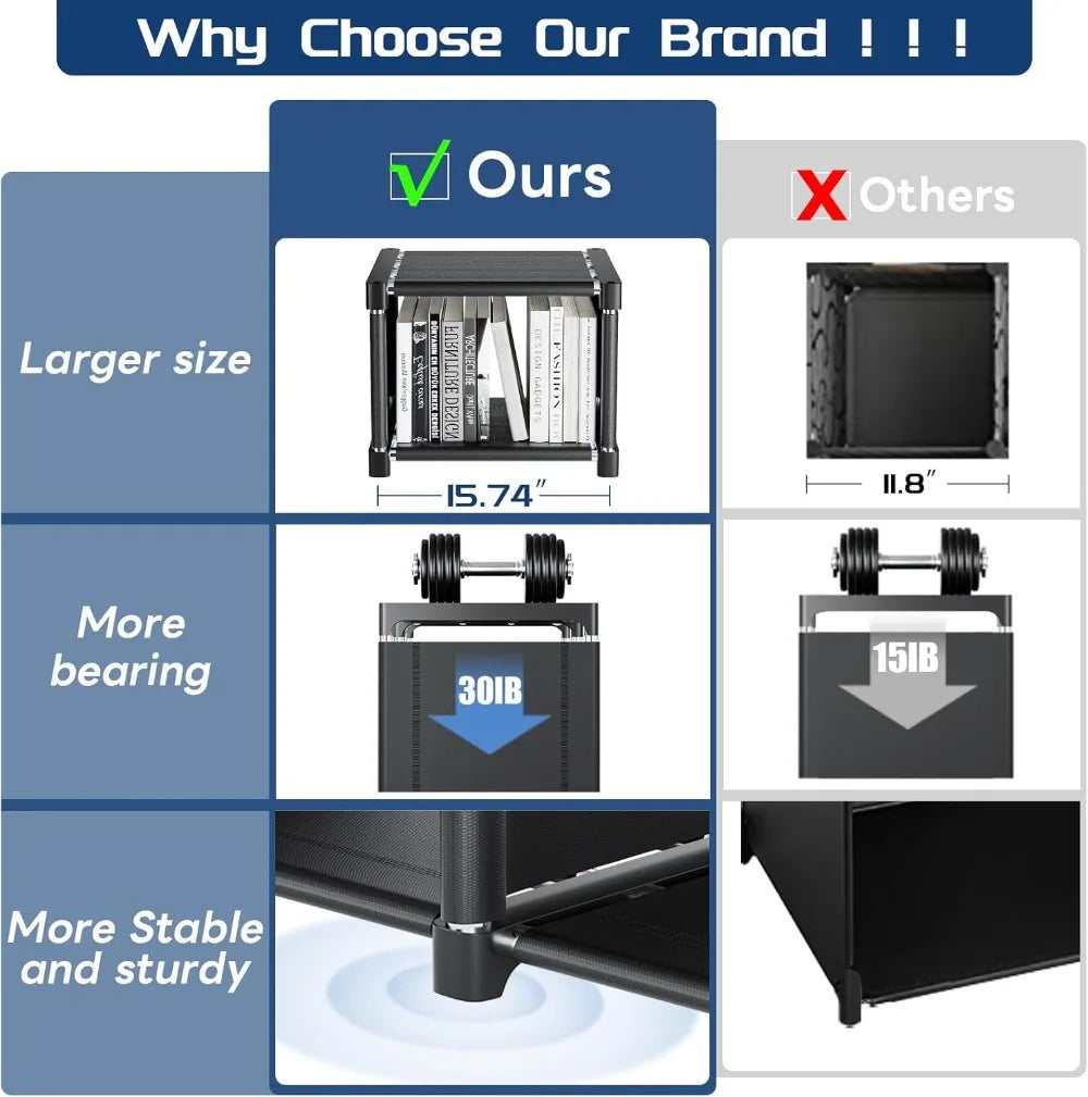 18-Cube Extra Large Book Shelf, DIY Storage Organizer for Bedroom Living Room Home Office - Black