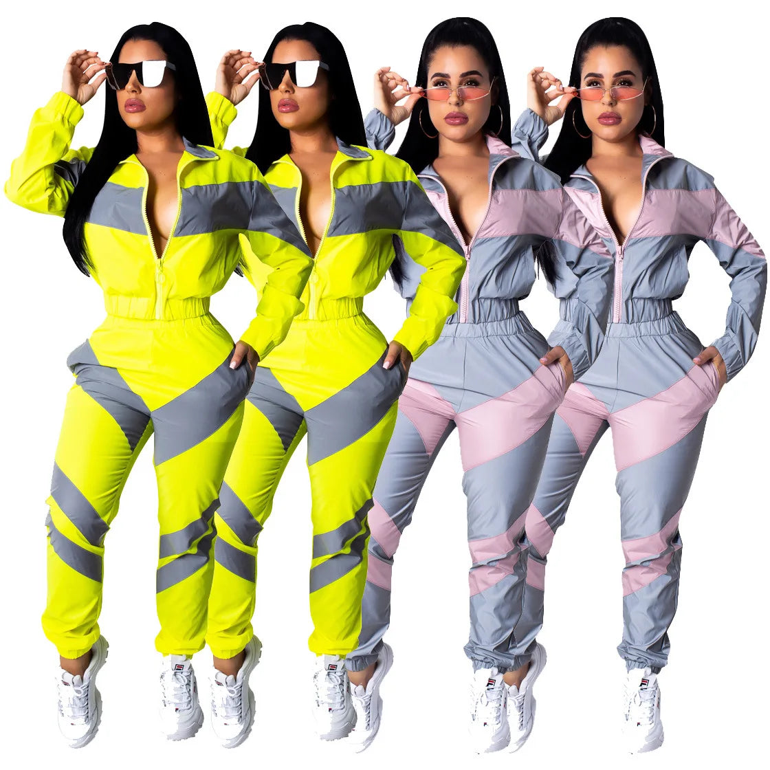 XTOCEAN Two Piece Set/ Women Windbreaker Suits Outfits/ Motorcycle Set Top, Pant/ Waterproof Tracksuit/ Sweatsuit/ Jogging