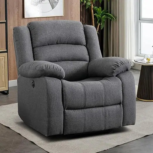 Classic Power Recliner Chair, Oversized Electric Reclining Chair with Overstuffed Cushion and Back, Soft Fabric