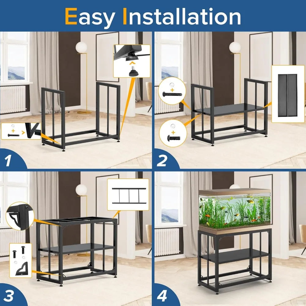 Fish Tank Stand 40 Gallon, Metal Aquarium Stand 36.5" L x 18.5" W*29.5”H, Double-Layer Storage Design, Suitable for Any Room