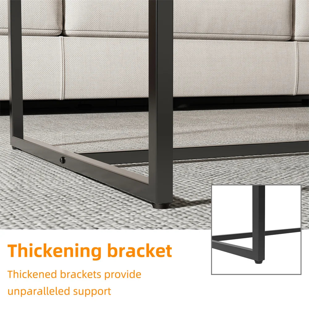 LUVODI Rectangle Living Room Coffee Table Sofa Side Table with White Black Grey Marble Tabletop