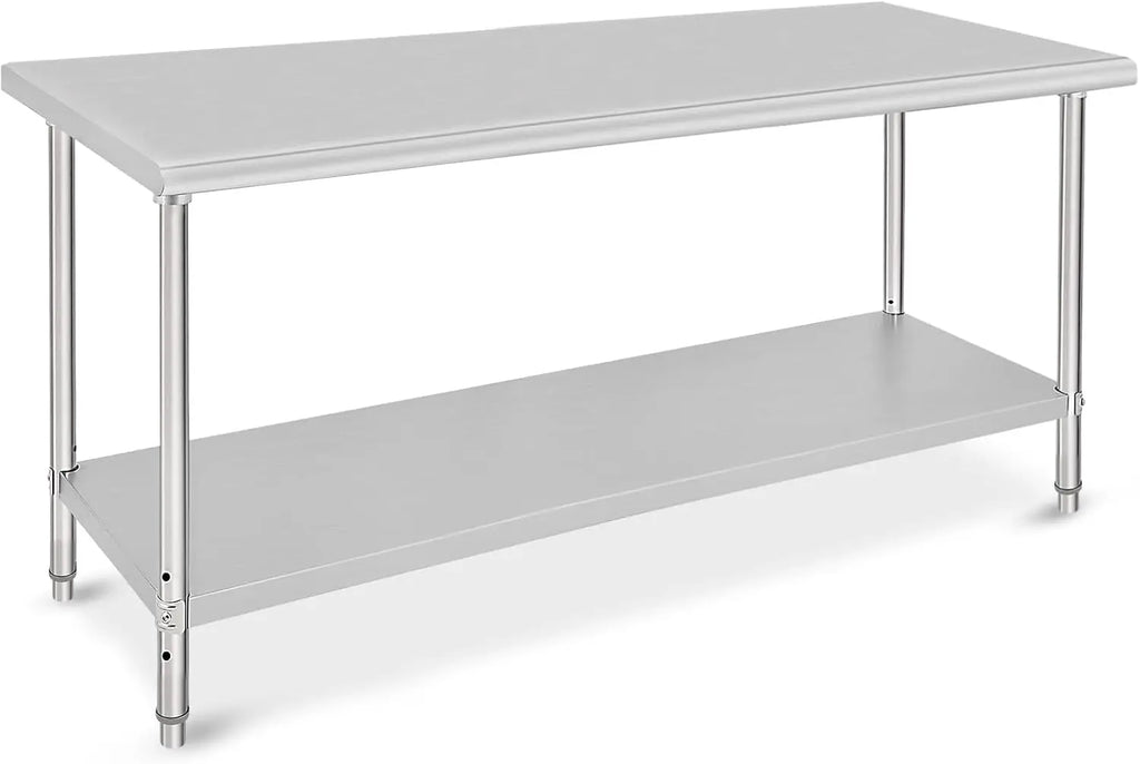 Commercial Grade 72 x 30 Stainless Steel Prep Table with Adjustable Shelf and Wheels