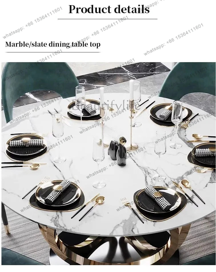 Luxury Sintered Stone Dining Table / Round Marble Top/ Kitchen Table and Chair Set