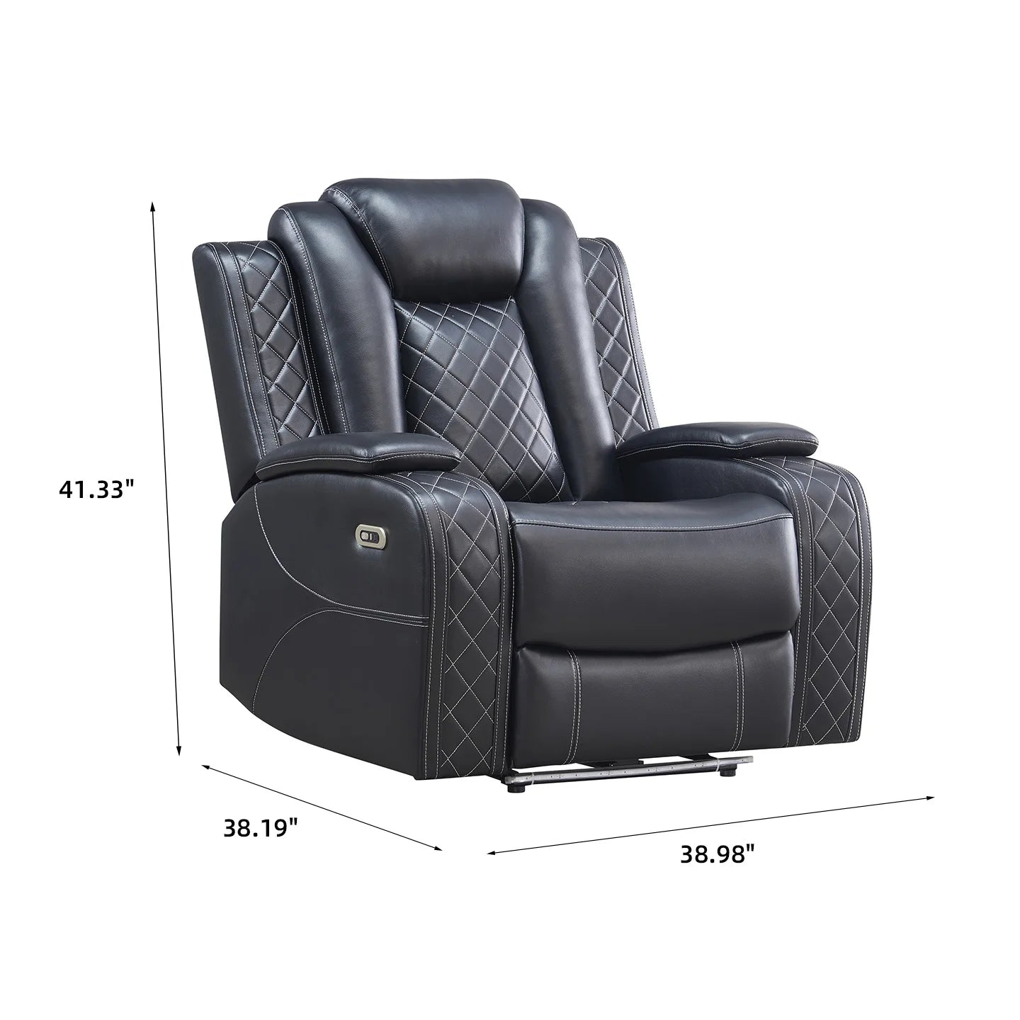 Power Reclining Sofa Couch with Wireless Charger/ 3 Seater Recliner/Reading Light Leather/ Bluetooth Speaker/ Theater Seating LED