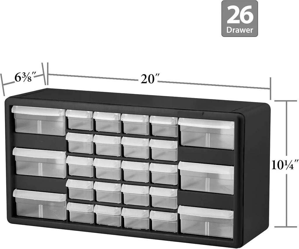 26-Drawer Plastic Drawer Storage Cabinet for Garage Organization, Bead Organizer, Lego Storage, Teacher Toolbox