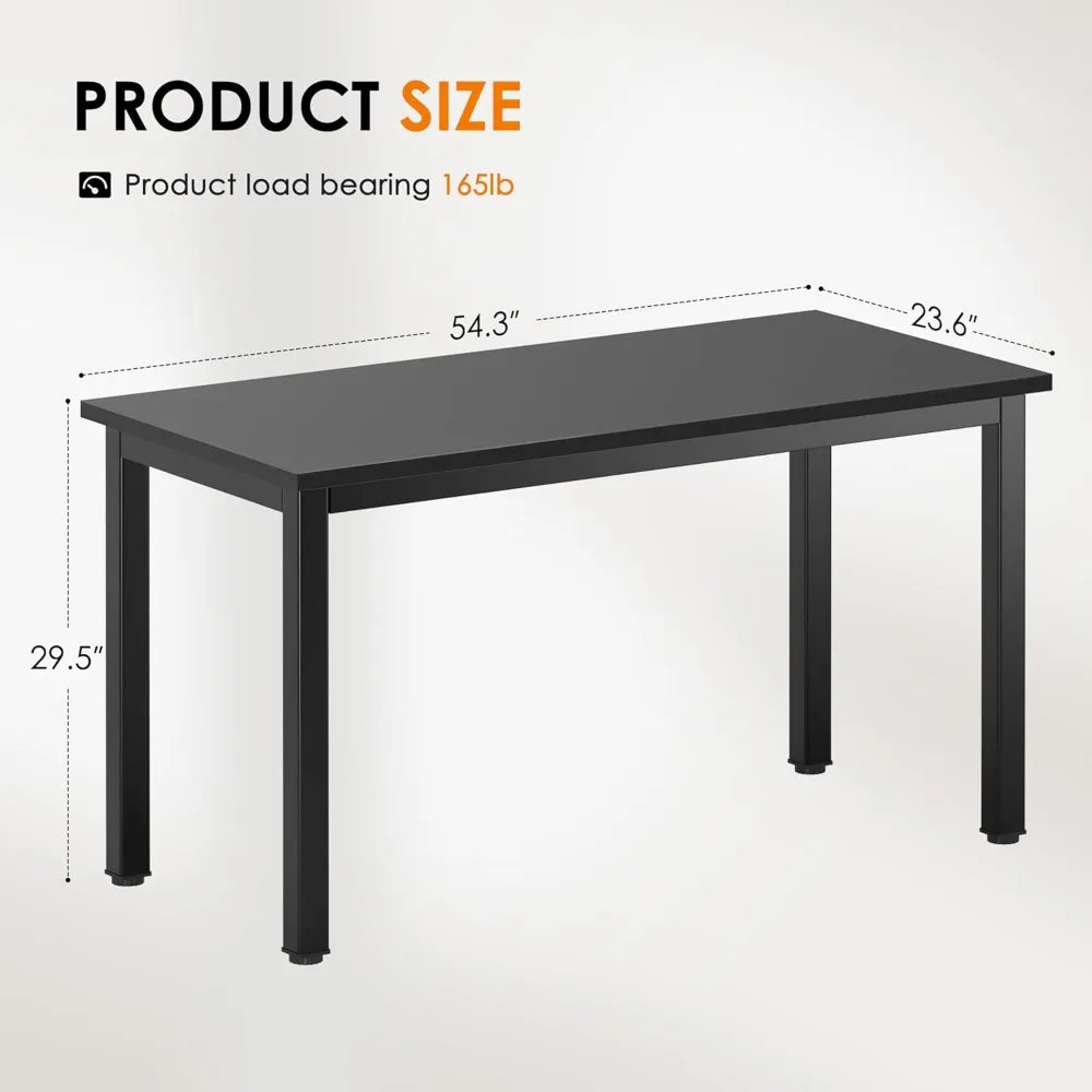 Sturdy 54.3" Black Home Office Desk with Composite Wood Construction