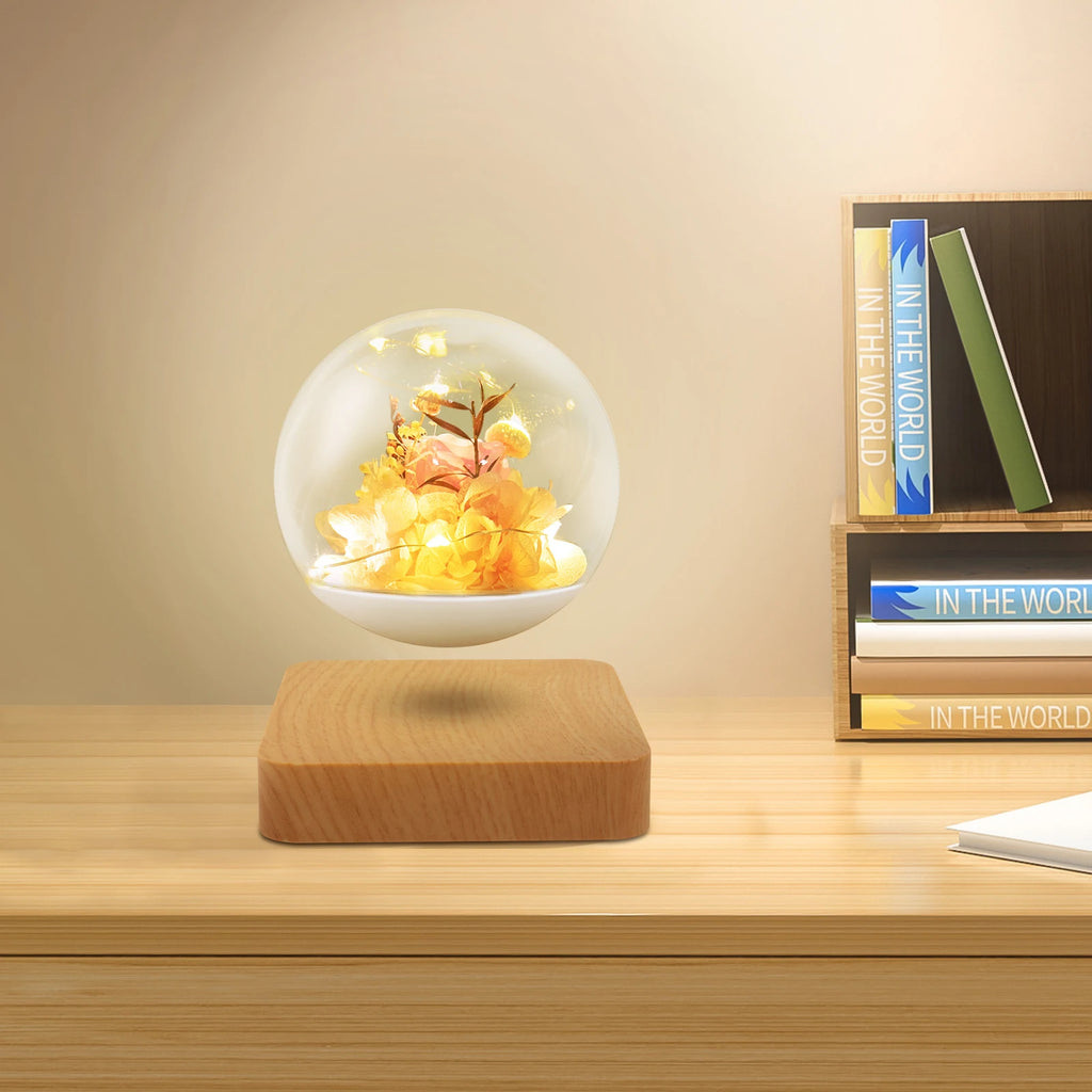 Floating Flower Lamp/ Floating Flowers with LED Light/ Magnetic Levitation Flower Light for Bedrooms/Tables/Offices/Living Rooms