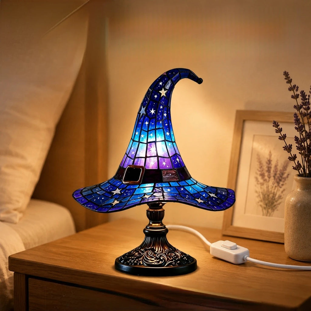 Halloween Novelty Witch Hat Lamp, Gothic Hat Lamp Desktop Ornament, USB Plug-in LED Light Decoration