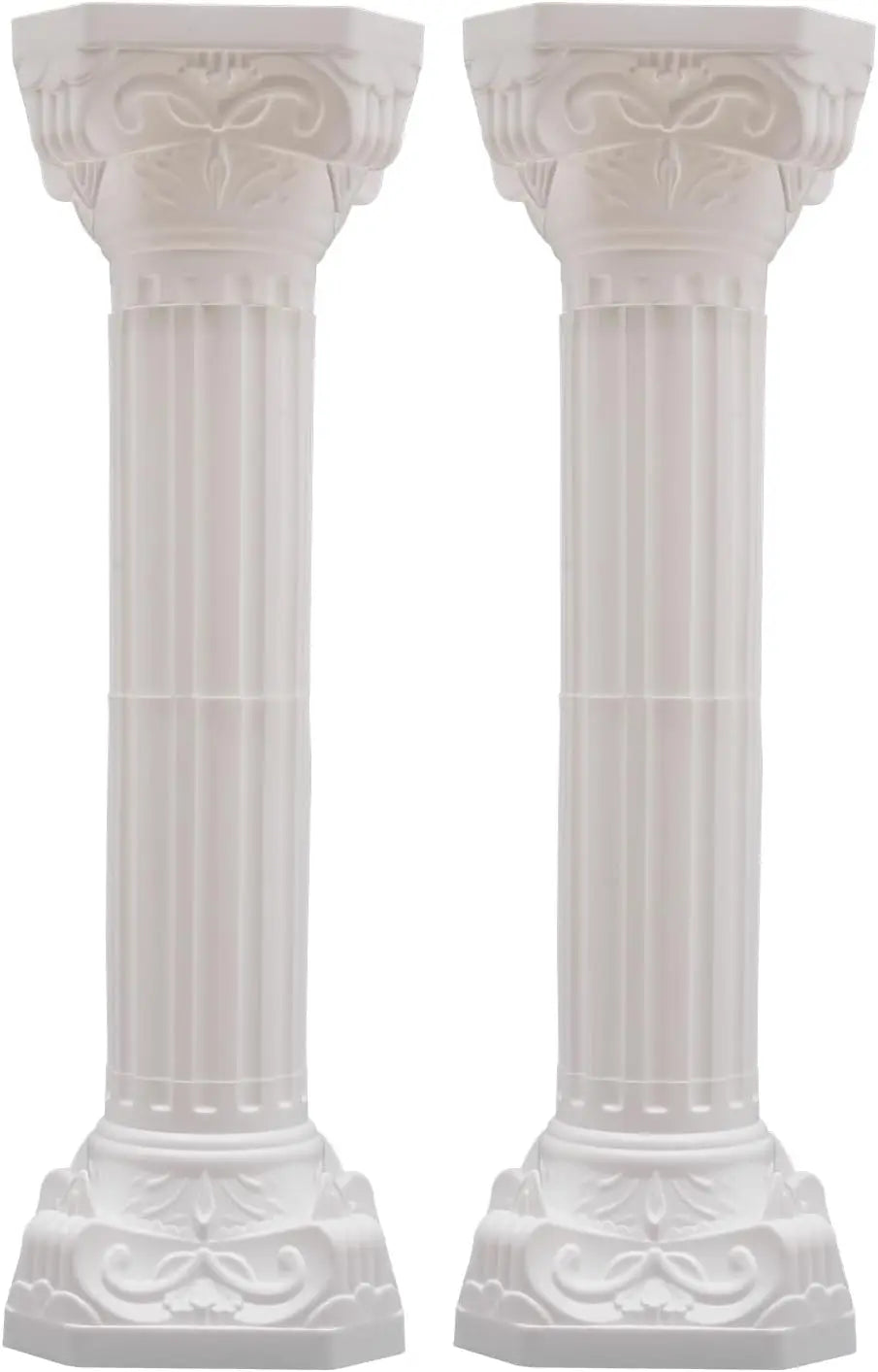2 Pcs White Roman Pillars for Wedding Backdrops, Decorative Columns, 34.65" Flower Pot Columns/ Decor Stand for Events, Parties, Garden