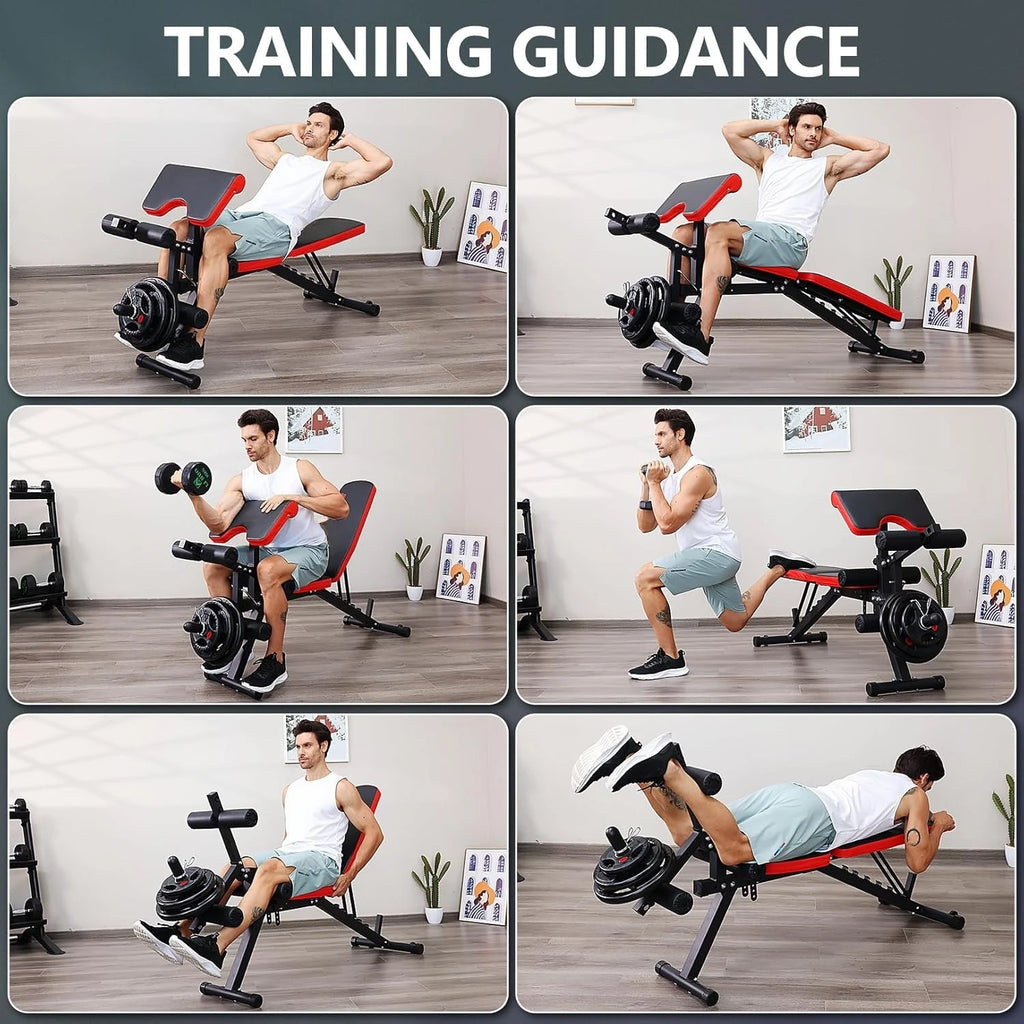 800LBS Adjustable Weight Bench, Workout Bench for Home Gym, Weight Bench with Leg Extension and Leg Curl, Preacher Curl Bench