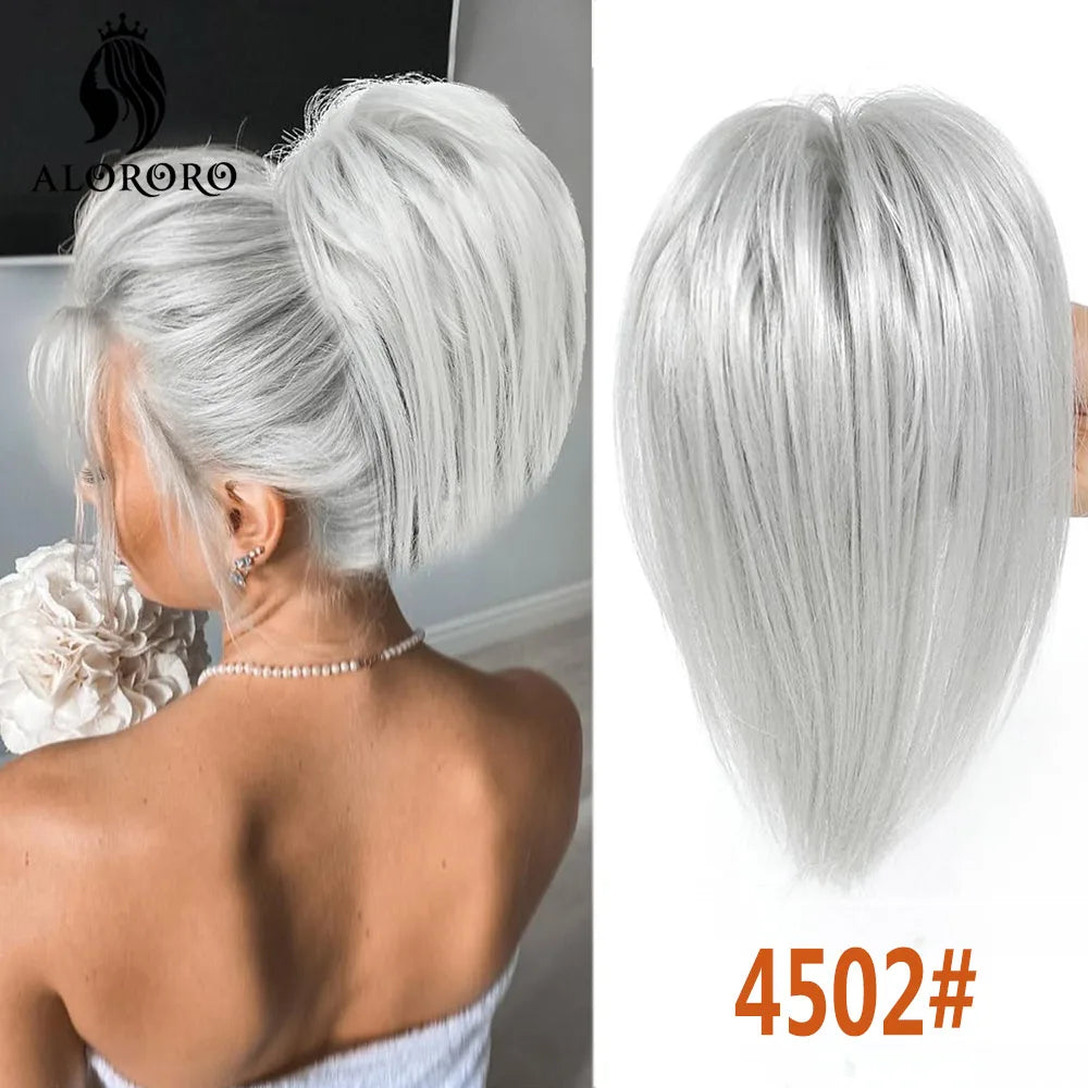 Synthetic Claw Clip Hair Bun Straight Chignon Bun Ponytail Hair Extensions Tousled Updo Hair Buns Claw Clip Ponytail Hairpice