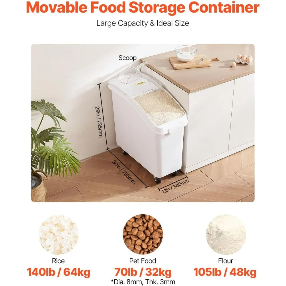 Commercial Kitchen Storage: 21 Gallon Ingredient Bin with 400 Cup Capacity and Sliding Lid
