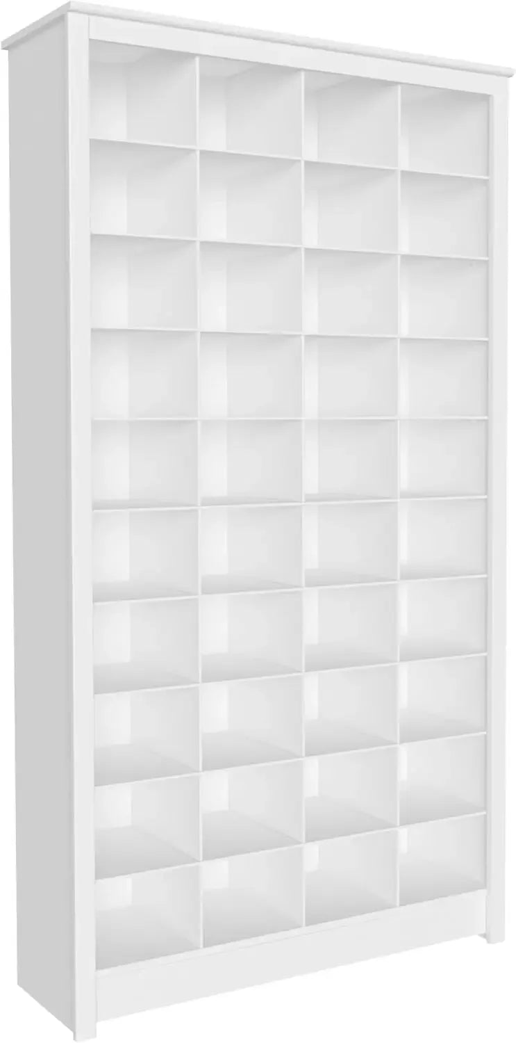 White Tall Storage Cabinet, Shoe Cabinet, Cube Storage Organizer with 40 Shoe Cubbies 13" D x 39.5" W x 72.5" H