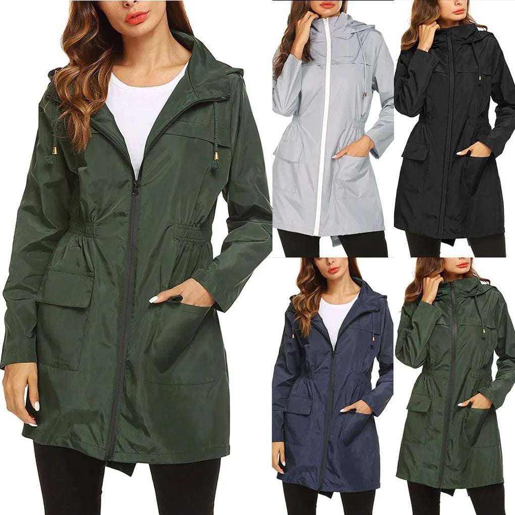 Women Sports Jacket Girls Outdoor Waterproof Windproof Coat Clothes, Black