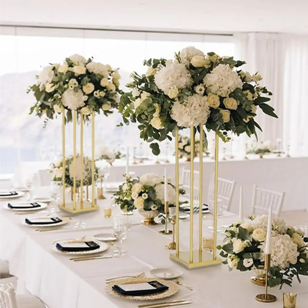 4 Pcs Gold Metal Flower Stand 23.6 in Tall Wedding Aisle Centerpiece Party Flower Holder/ Event Decoration