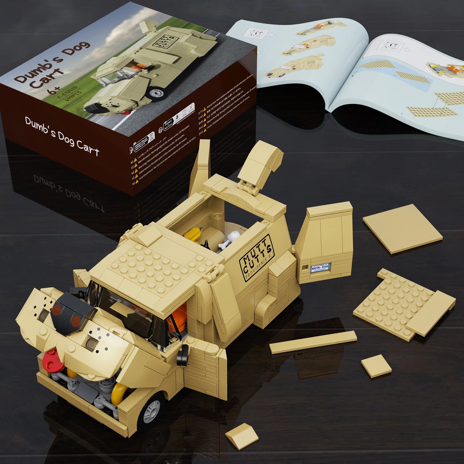 Funny Dog Van DIY Car Building Blocks Set Animal Vehicle Model Living Room Shelf /Home Decoration/ Office Desk Decor /Gifts for Fans