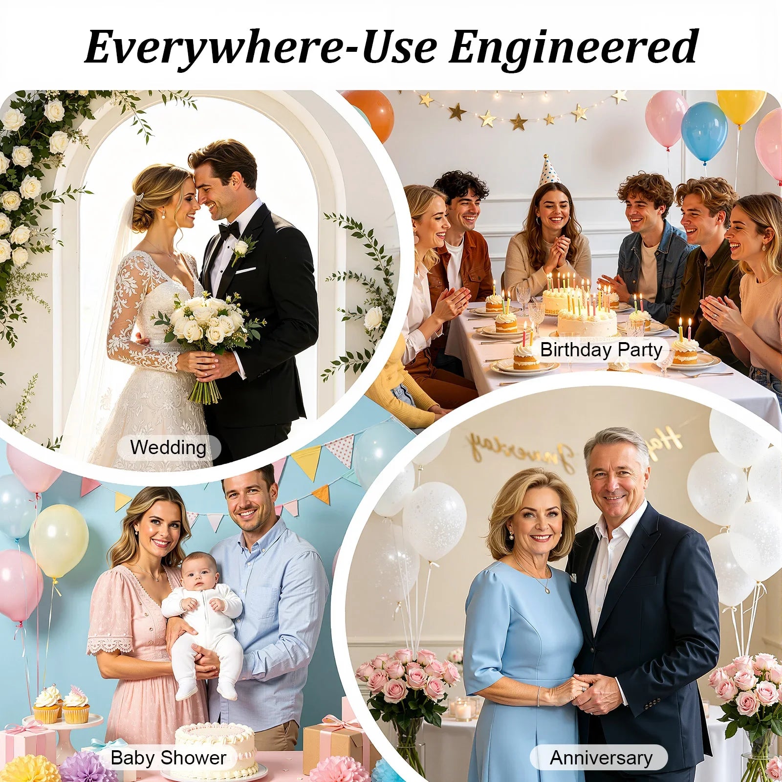 Wedding Stand, 2.4x2.4m Metal Wedding Stand, White Square Arch Backdrop, Heavy Duty Iron Support, Party Event Background Decoration, Rustproof Durable Frame for Balloon/ Floral Curtain Display, Indoor/ Outdoor Ceremony/ Photo