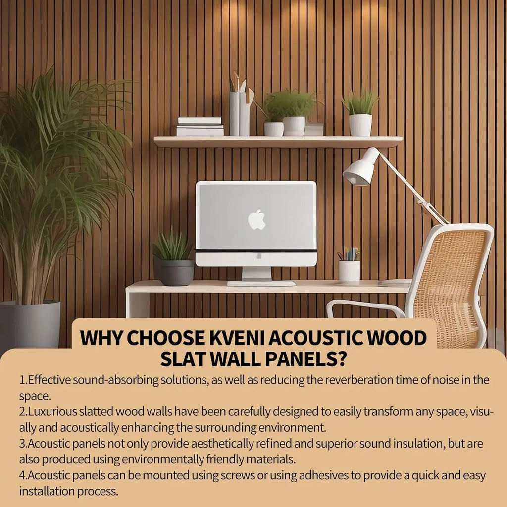Wood Slat Wall Panels - Modern Wood Panels for Wall, 3D Fluted Sound Absorbing Panel with Wood Finish