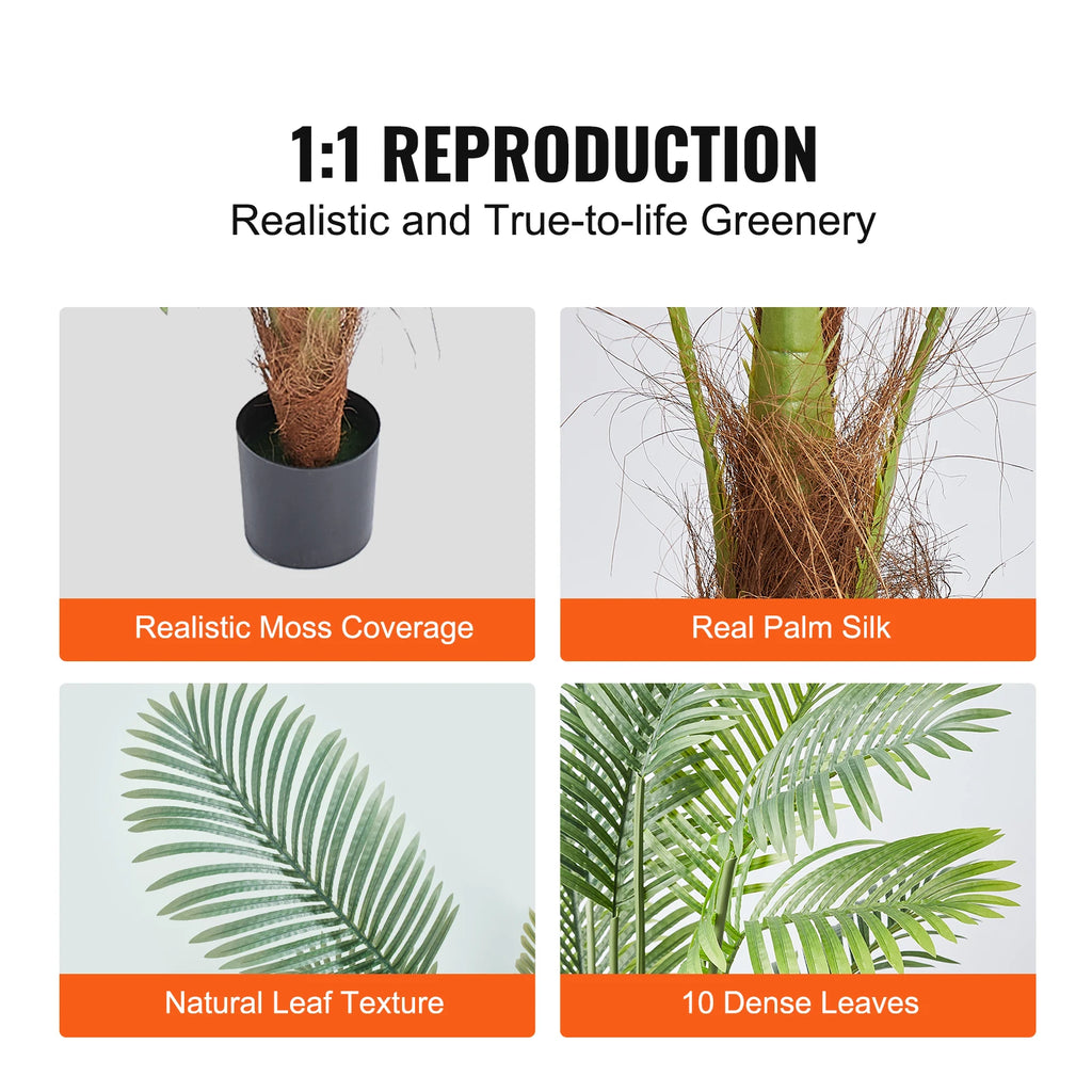 Artificial Palm Tree 4/5/6 FT Faux Plant /Secure PE Material & Anti-Tip Tilt Protection/ Low-Maintenance Plant for Home