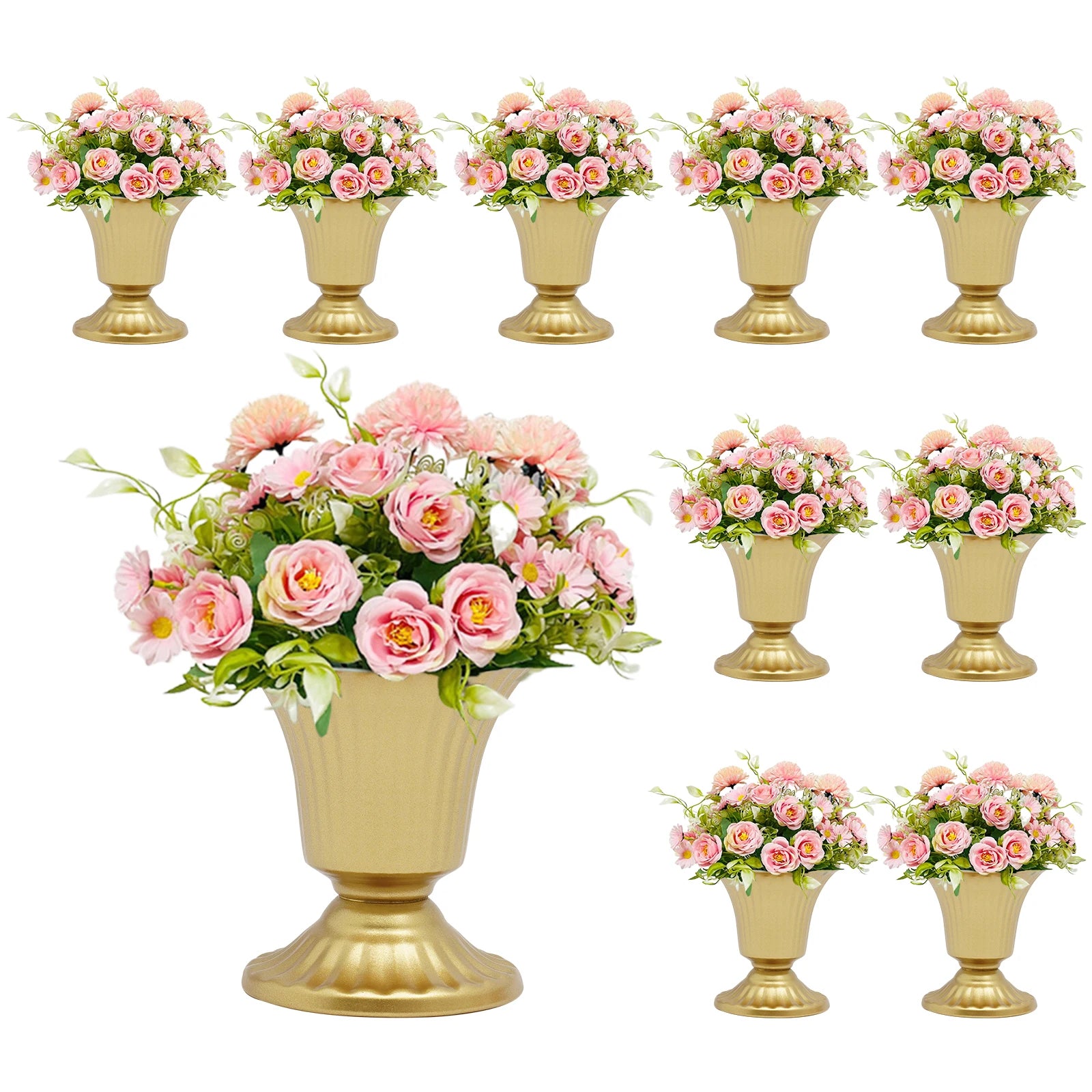 10 Pcs Gold Wedding Floral Vases/ Flower Holder Pot Planter for Tables/ Centerpieces  /Party Decoration 5.9Inch/3.3inch