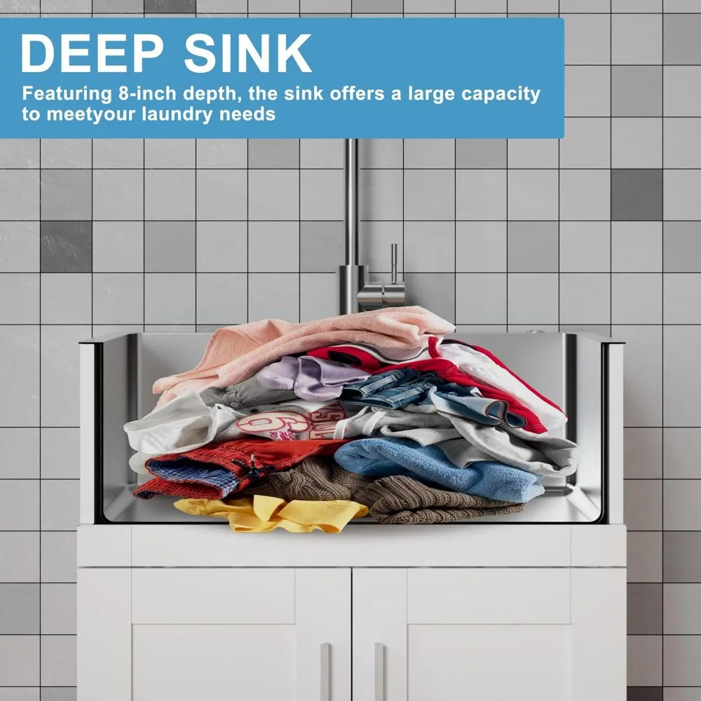 24 Inch Stainless Steel Laundry Room Sink Cabinet