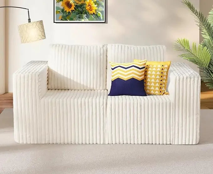 Modular Sectional Sofa 2 Seater Loveseat Modular Couch with Deep Seat Memory Foam Cloud Chair with Pillows Oversized Sectional