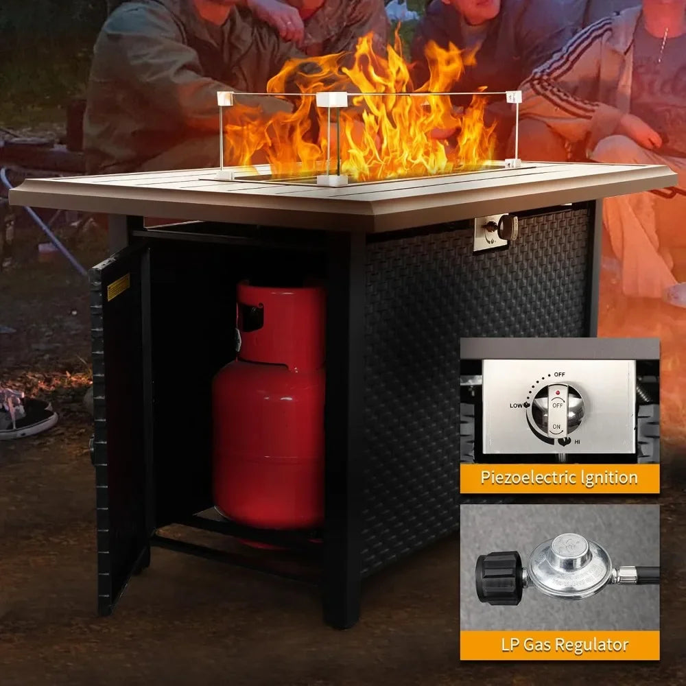 45 Inch Fire Table for Outside 60000 BTU Steel Gas Fire Pit Outdoor Fire Pit Table