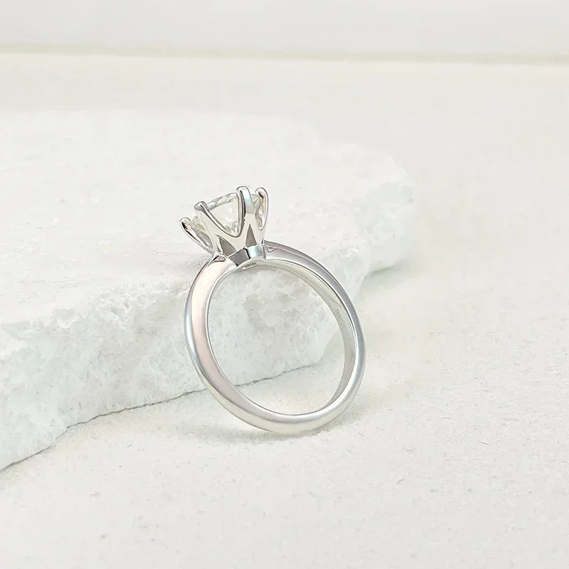 0.5-5ct Moissanite Ring For Women 925 Sterling Silver with White Gold Plated Lab Diamond Engagement/ Wedding Band/ Jewelry