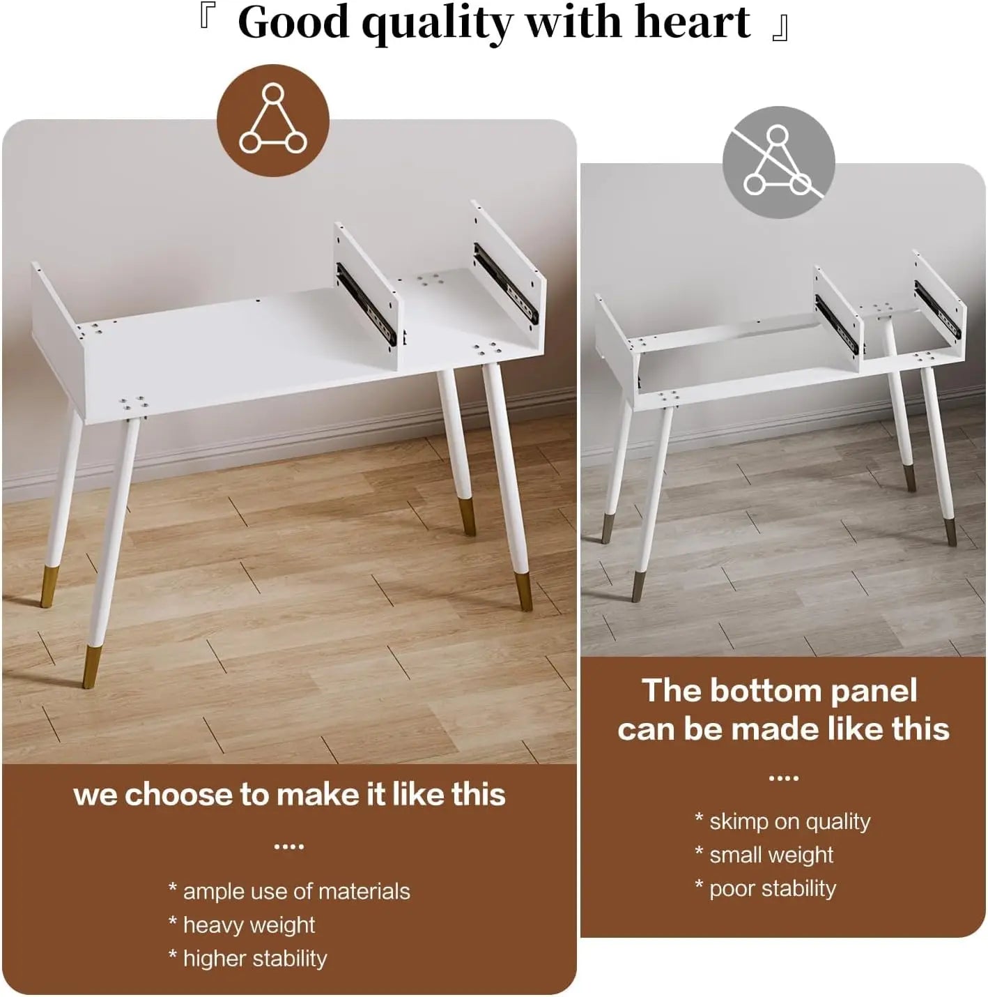 31.5" Brown Stylish Corner Makeup Vanity Table with Lighted Mirror and 4 Spacious Drawers，