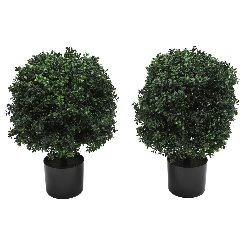 Two Outdoor Artificial Ball Bushes Potted Plants 16 Inches Wide/ Artificial Potted Shrubs 40*55cm for Indoor/Outdoor/Home Garden