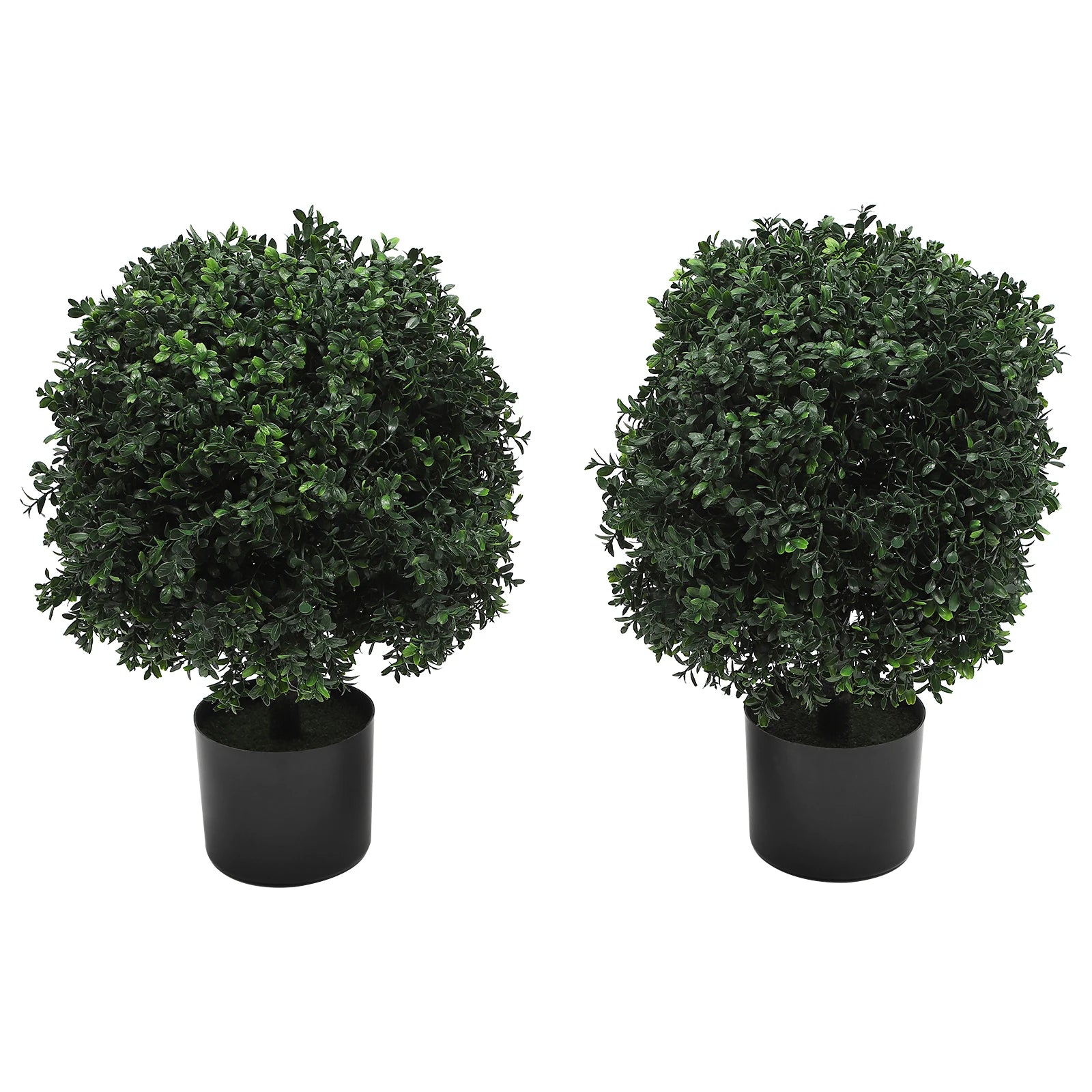 Two Outdoor Artificial Ball Bushes Potted Plants 16 Inches Wide/ Artificial Potted Shrubs 40*55cm for Indoor/Outdoor/Home Garden