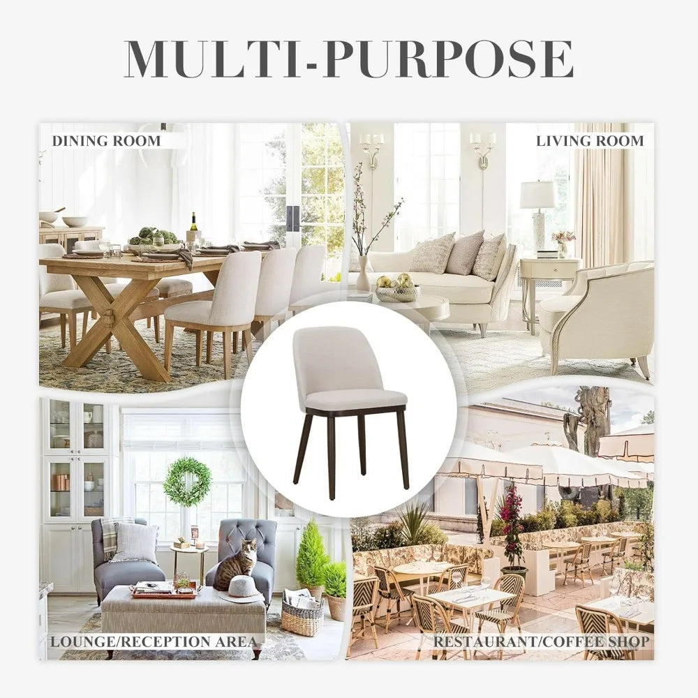 Modern Fabric Upholstered Dining Chairs Set of 4, Contemporary Kitchen Chairs with Back Support, Wooden Leg Dining Room Chairs