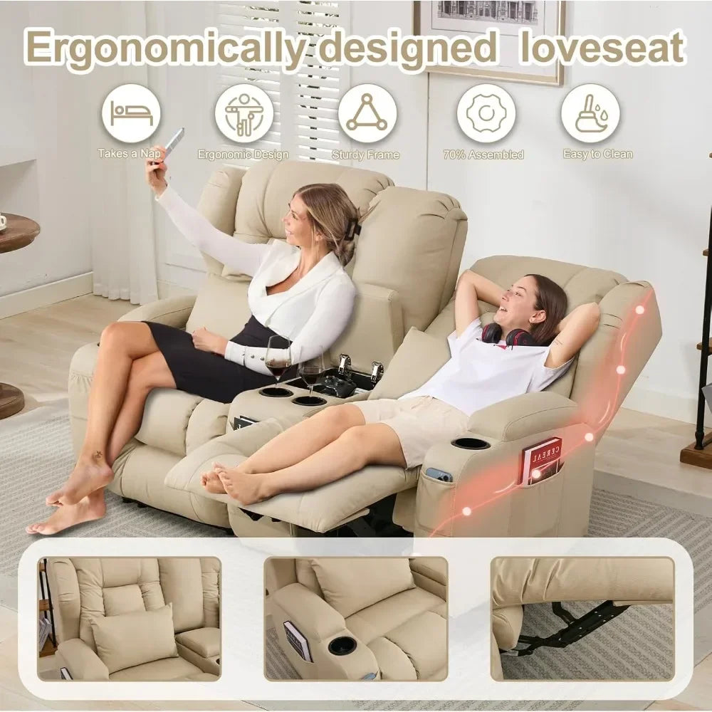 Loveseat recliner with Double Reclining Feature and Console/ Wall-Hugging  for RVs