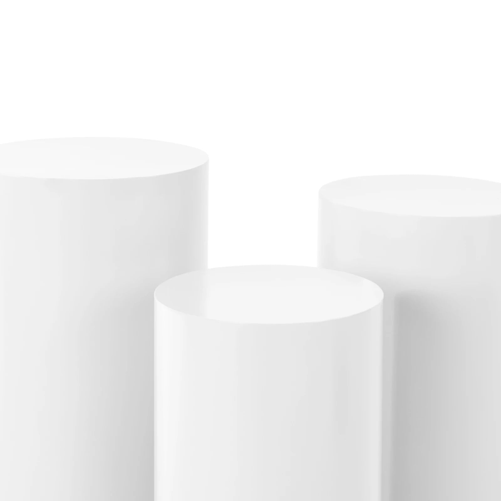3 Pcs Cylinder Pedestal Stands Cake Cylinder Stands White Elegant Pedestal Display Rack for Parties and Events 19.68inch/21.65inch/23.62inch