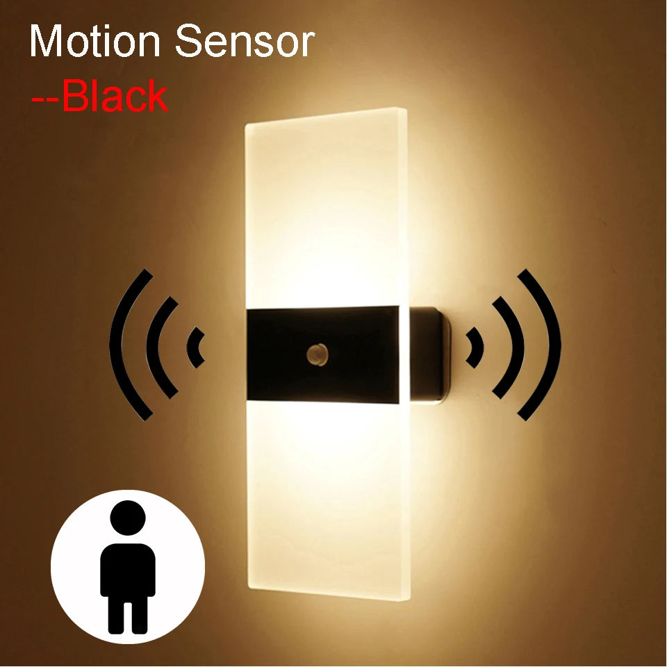 USB Recharge Wall Lamp/ Touch Motion/ Sensor Switch/ Indoor Acrylic Night/ Lights Bedroom/ Bedside/ Wall Sconce/ Nordic LED Wall Light