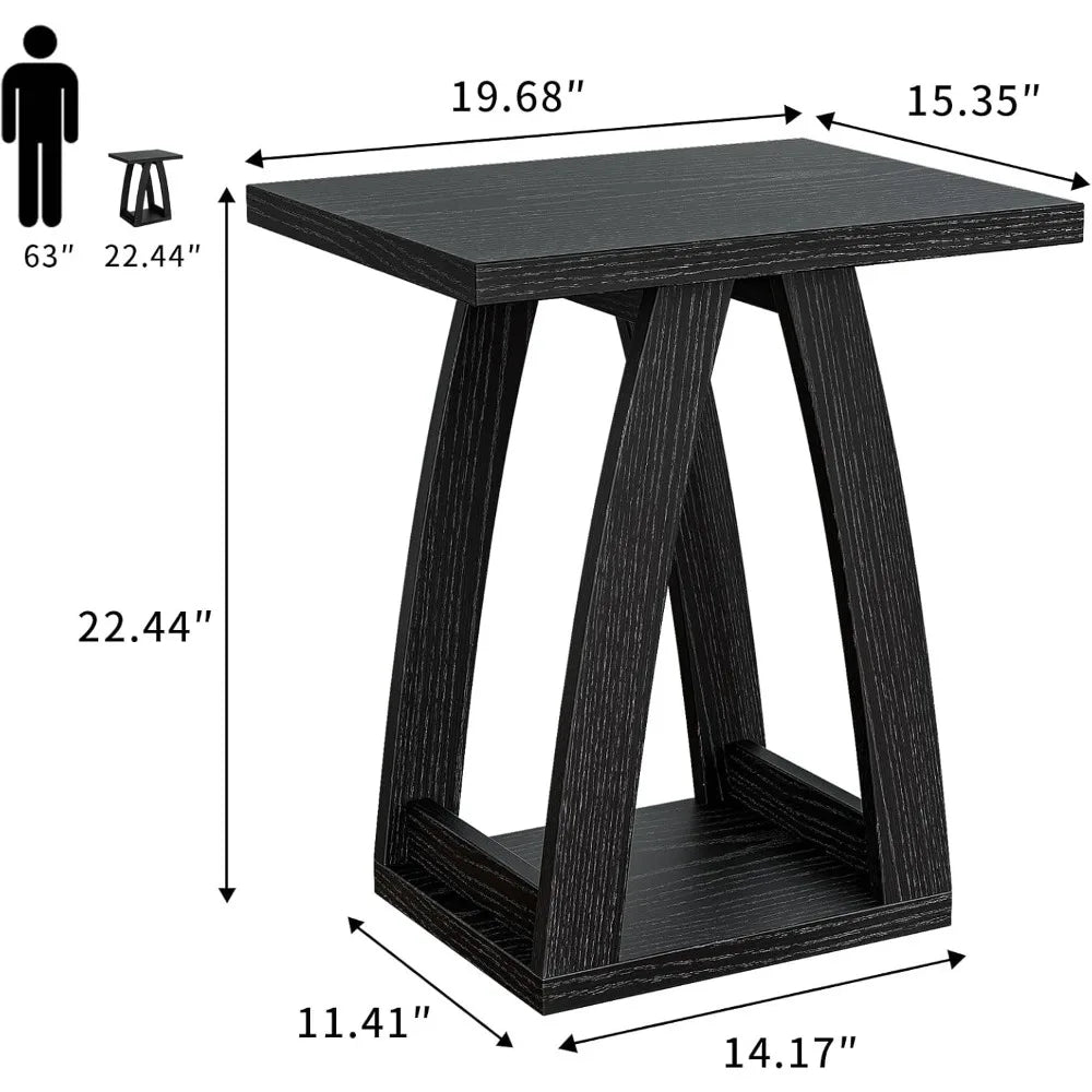 Pair of Modern Living Room Side Tables for Sofa Area in Black