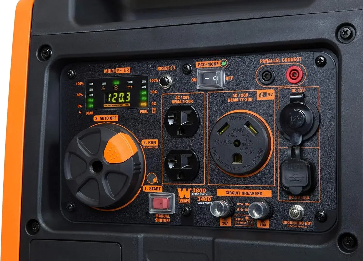 WEN 56380i Super Quiet 3800-Watt RV-Ready Portable Inverter Generator with Fuel Shut-Off and Electric Start USA