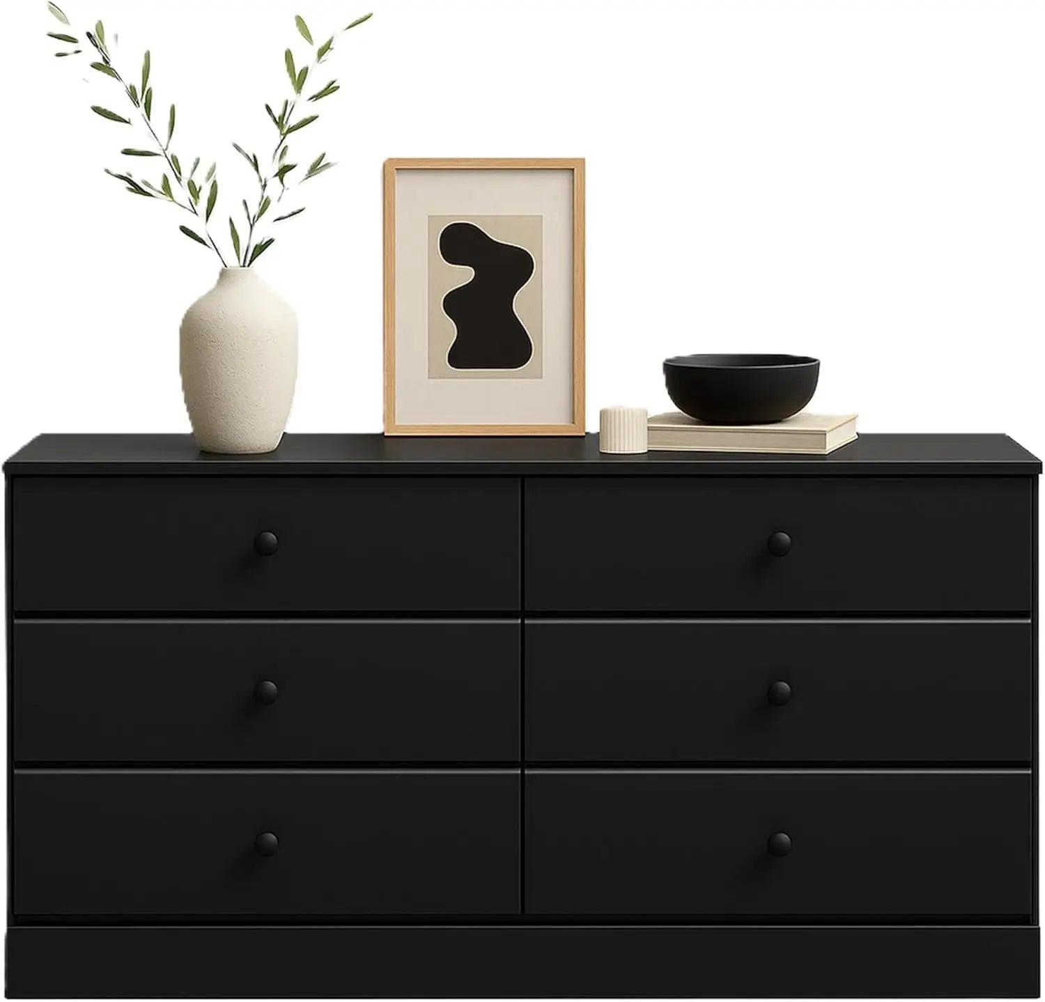 6 Drawer Double Dresser , Black
