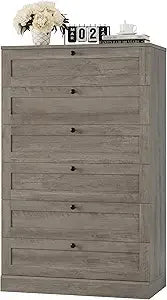 6 Drawer Dresser for Bedroom, 52" Tall Dresser & Chest of Drawers, 29" W Wood Drawer Chest, Modern Vertical Storage Cabinet