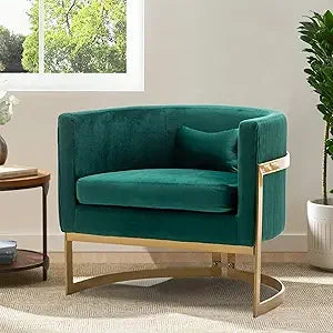 Upholstered Velvet Accent Barrel Arm Chair
