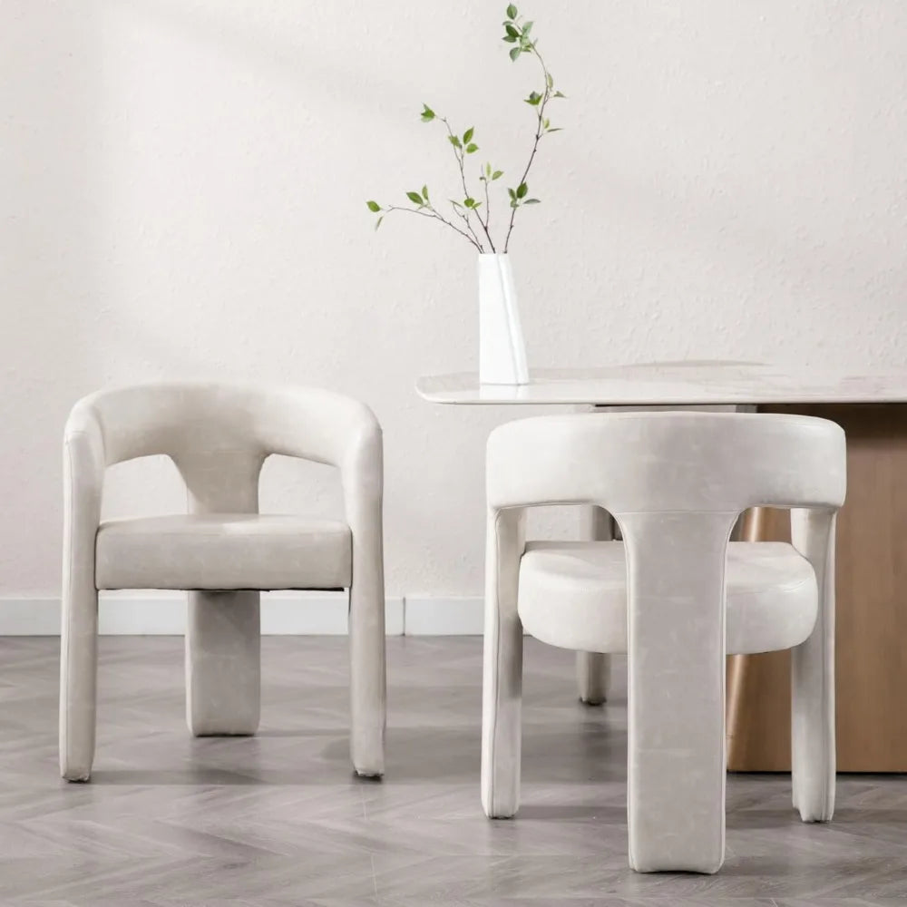 Set of 6 Modern PU Leather Upholstered Dining Chairs with Open-Back, Accent Chairs for Any Room