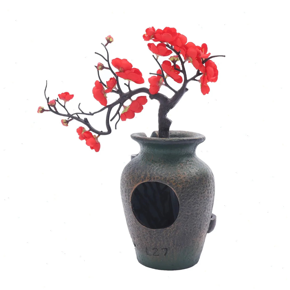 Tabletop Fountain, Vase Shape, Flowing Water, Simulated Flowers, Resin, Low Noise Pump, for Home Decoration, Office Desk, Living Room, Bedroom, Art Decor, Relaxing