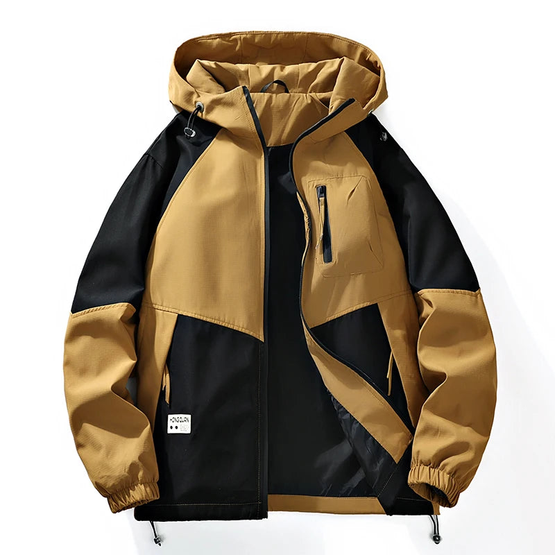 Outdoor Loose Hooded Hiking Jackets for Men/ Quality Waterproof Trekking Coat/ Fashion Comfortable Male Clothes/Autumn All-Match