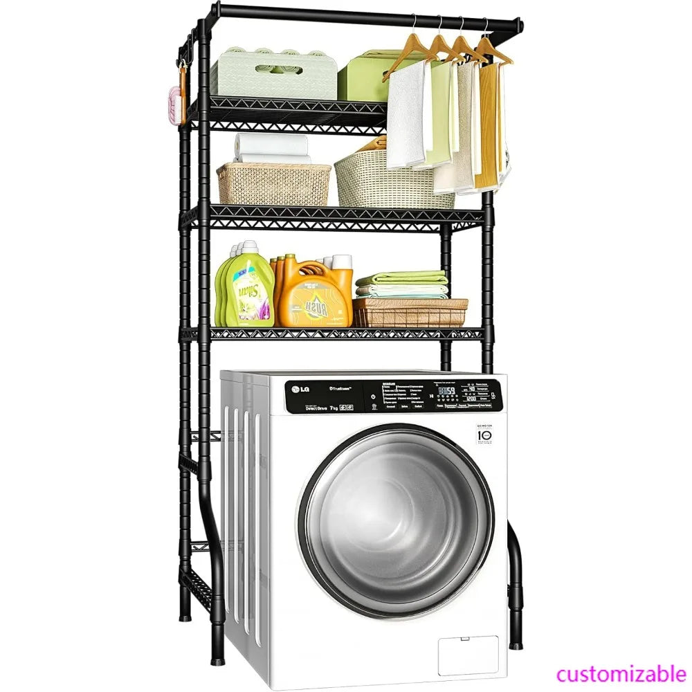 Freestanding Metal 3-Tier Laundry Room Storage Shelf for Clothes, Over Washer and Dryer Organizer
