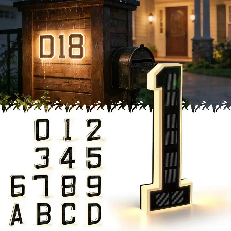 Solar House Number Lights House Sign Light Sensor Modern Led Address Sign Solar House Number Sign Led Address Number for Outdoor