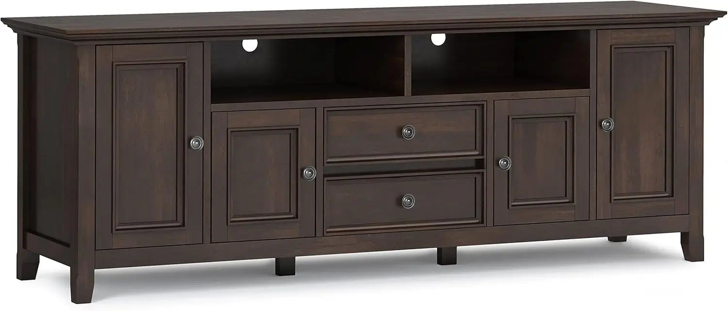 Solid Wood Universal TV Media Stand, 54 Inch Wide, Transitional, Living Room Entertainment Center, Storage Cabinet