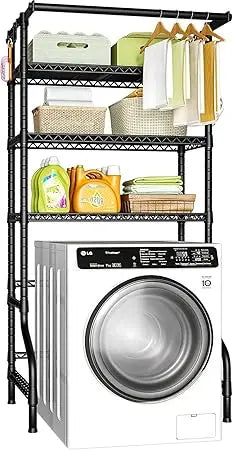 Freestanding Metal 3-Tier Laundry Room Storage Shelf for Clothes, Over Washer and Dryer Organizer